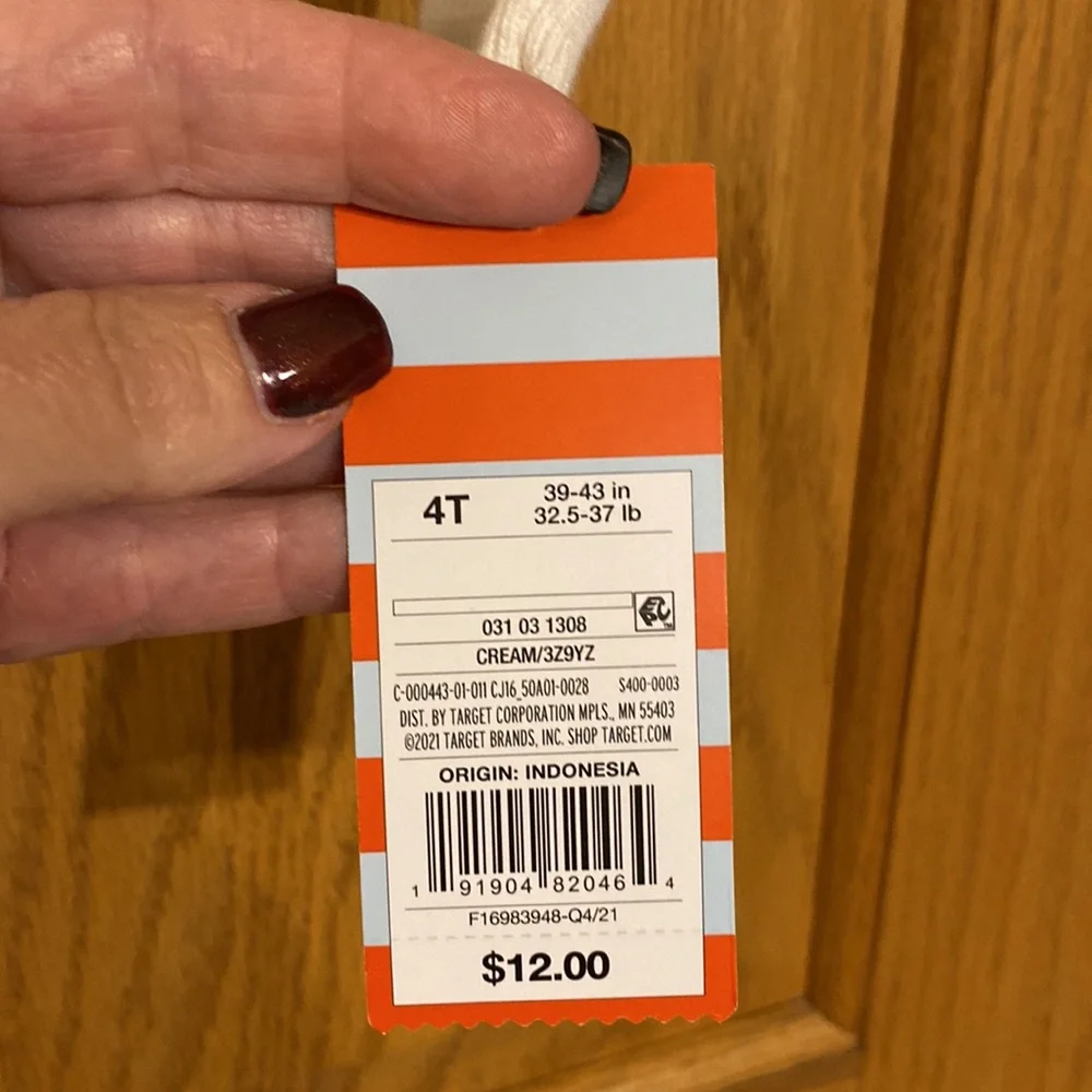 4T Cat & Jack Cream Cardigan Sweater with sparkling buttons, ribbed cuffs& waist - Picture 5 of 9